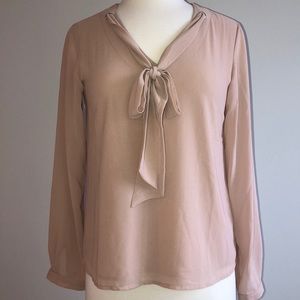 Peach/ Beige Naked Zebra Blouse with Tie